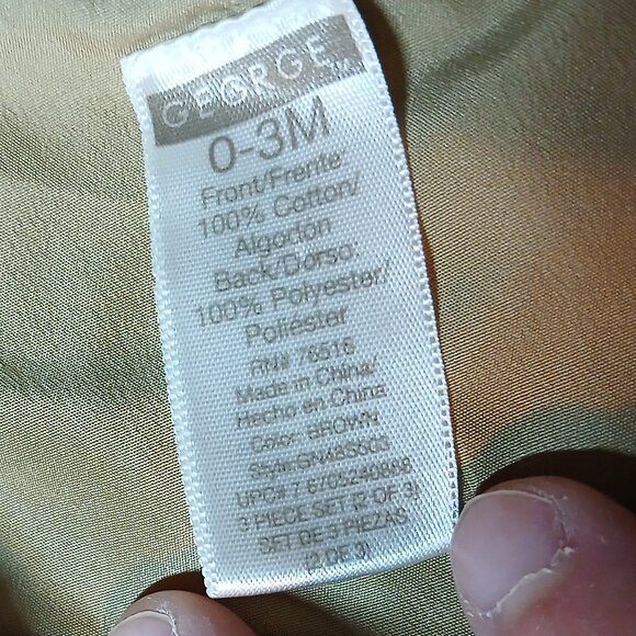 George 0-3M Infant Baby Tan Brown Button Down Vest - Picture 3 of 6